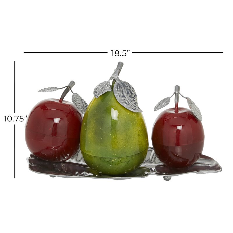 3 Piece Tormarton Fruit Sculpture Set, 10.65'' x 18.4'' x 9.5''