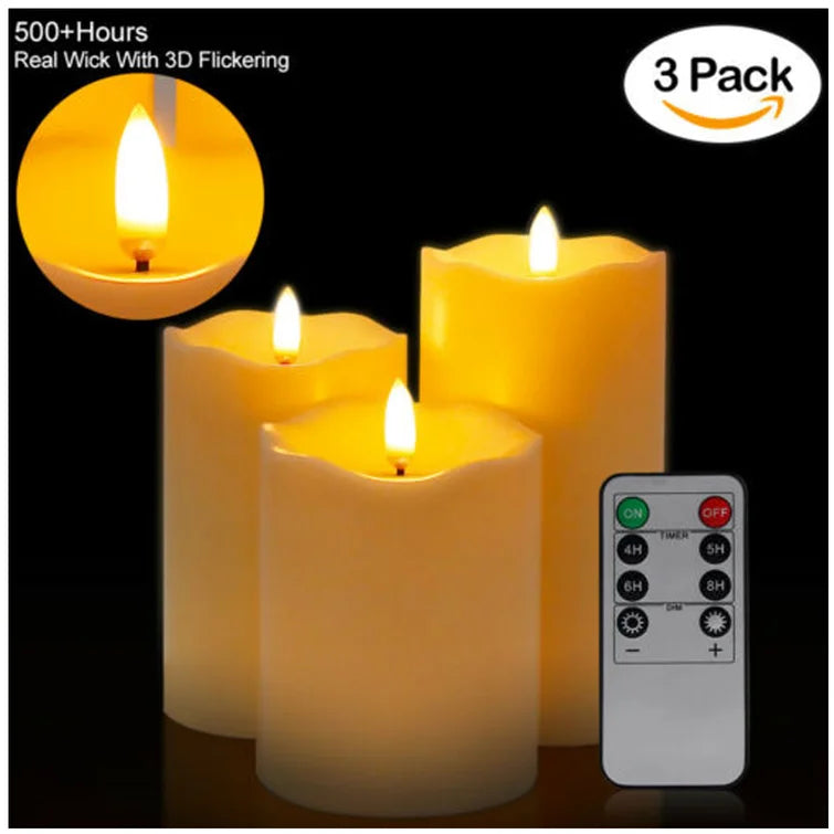 3 Piece Unscented Flameless Candle (Set Of 3)