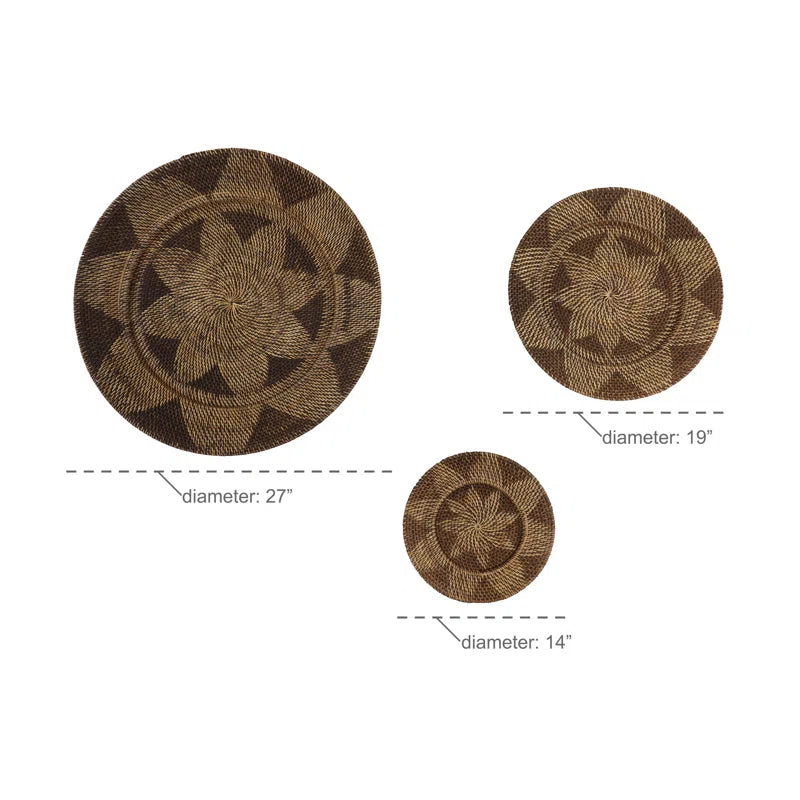 3 Piece Wicker Basket Trays Wall Décor Set