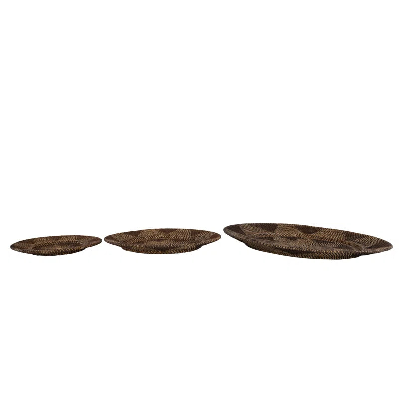 3 Piece Wicker Basket Trays Wall Décor Set