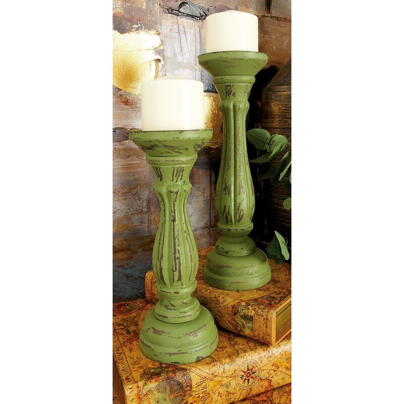 3 Piece Wood Tabletop Candlestick Set CR1303