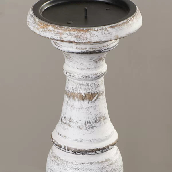 3 Piece Wood Tabletop Candlestick Set