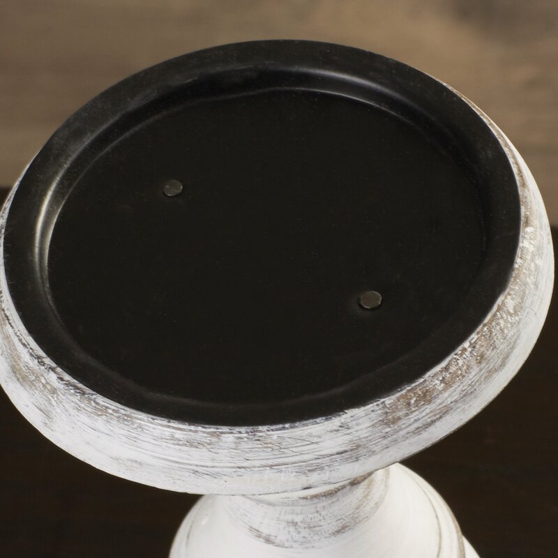 3 Piece Wood Tabletop Candlestick Set