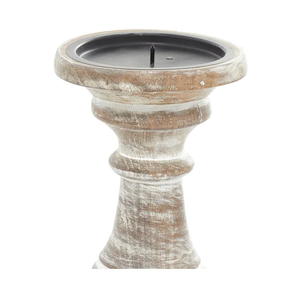 3 Piece Wood Tabletop Candlestick Set