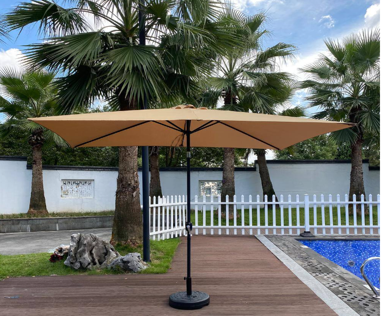 10 ft. x 6.5 ft. Rectangular Market Outdoor Patio Umbrella in Taupe