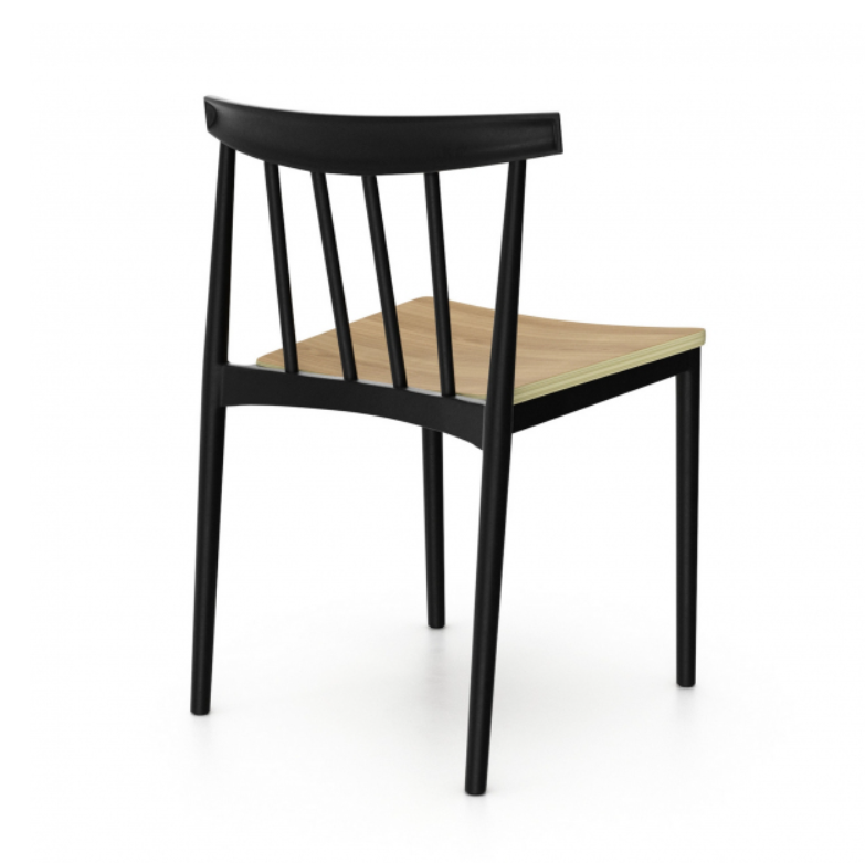 2pc set ben side chair in black/natural, 2-piece set