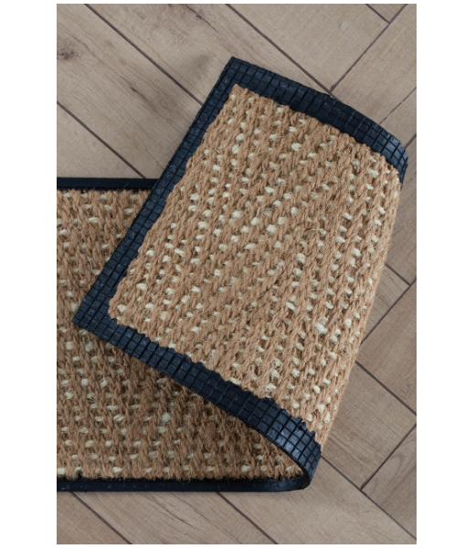 46.5"x14"x1.5" Natural/Recycled Rubber Boot Tray Tan/Khaki Coir Insert KBRUG121