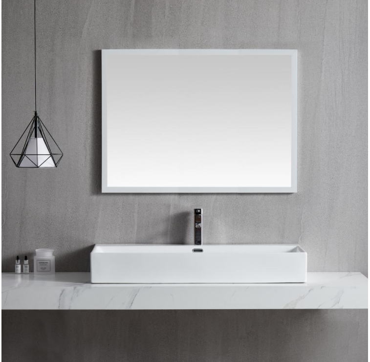 39.38 in. White Above Counter Wall Mounted Ceramic Rectangular Vessel Sink with Pop Up Drain and Overflow
