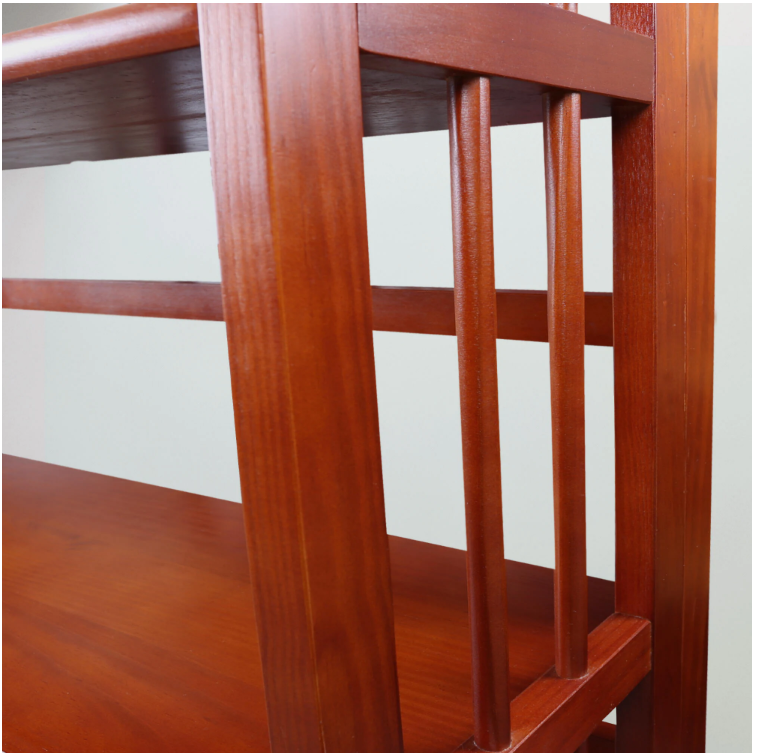 38 in. H Mahogany New Finish Solid Wood 3-Shelf Etagere Folding/Stacking Open Bookcase KBO342