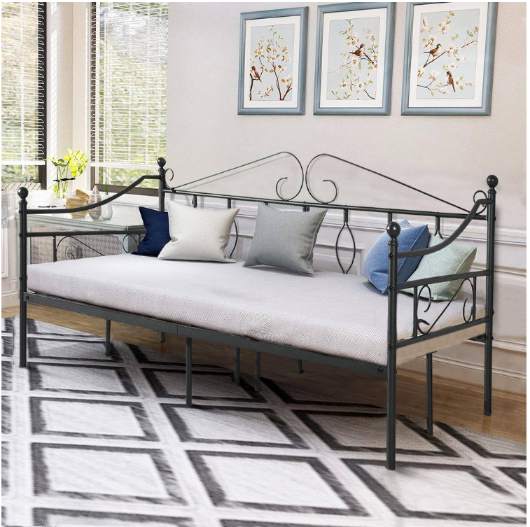 Black Twin Daybed Metal Platform Bed Foundation