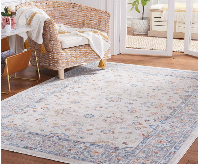 Blair Beige/Gray 4 ft. x 6 ft. Machine Washable Floral Area Rug