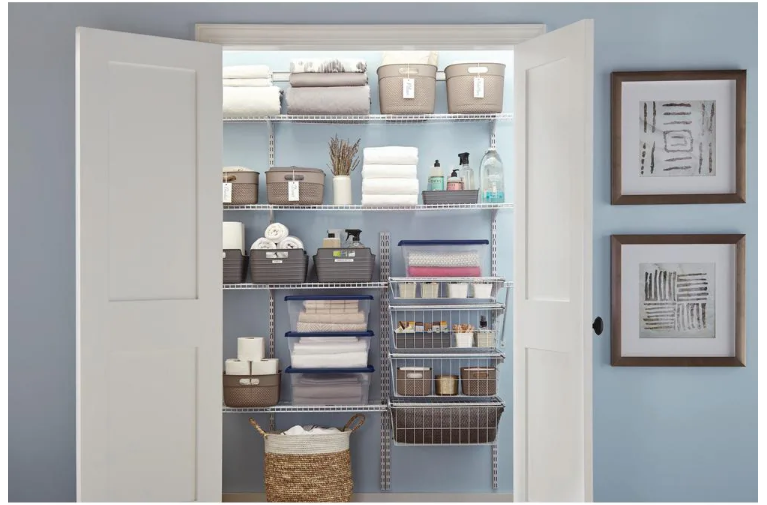 27 in. H x 21 in. W White Steel 4-Drawer Wide Mesh Wire Basket