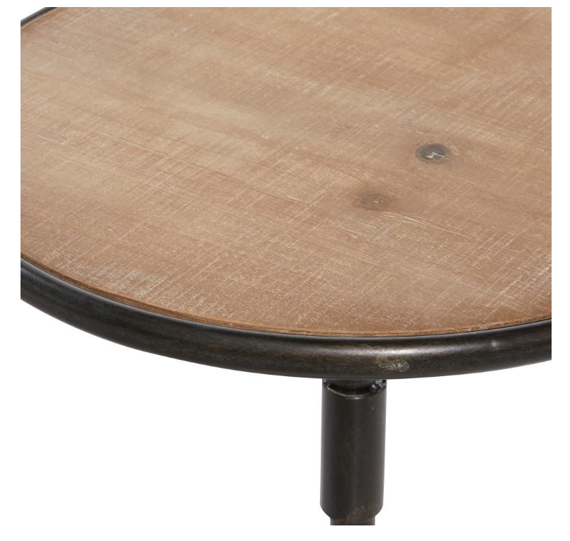 16.5 in. x 25 in. Round Wood Accent Coffee Table with Dark Grey Metal Base KB849