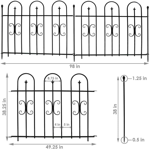 3 ft. H x 8 ft. W Rubenstein Garden Landscape Metal Fence Panel (Set of 2)