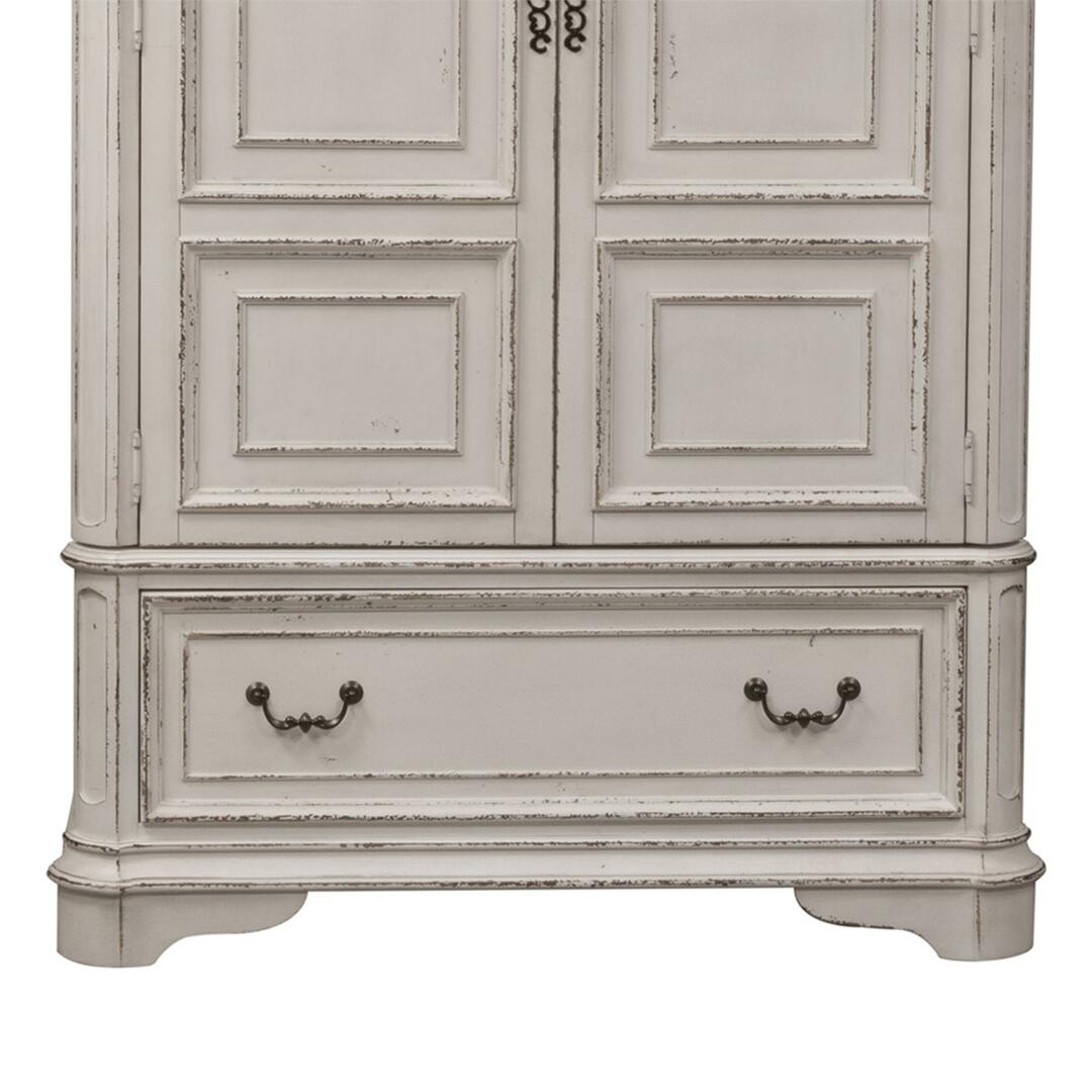 Magnolia Manor Armoire Base  with Antique Brass Knob and Bail Hardware in Antique White Finish (TTR436?)