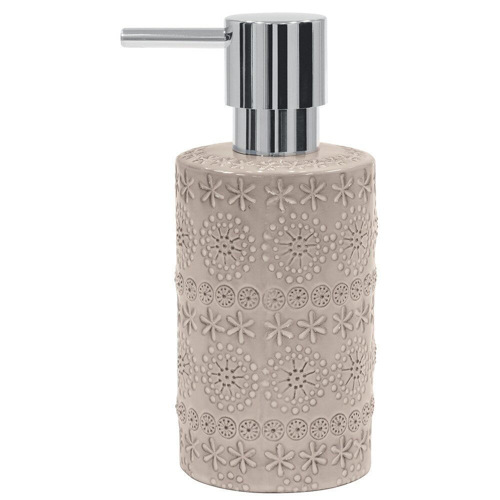 4-Piece Countertop Accessories Set Spirella 3D Relief Beige Porcelain pt1158