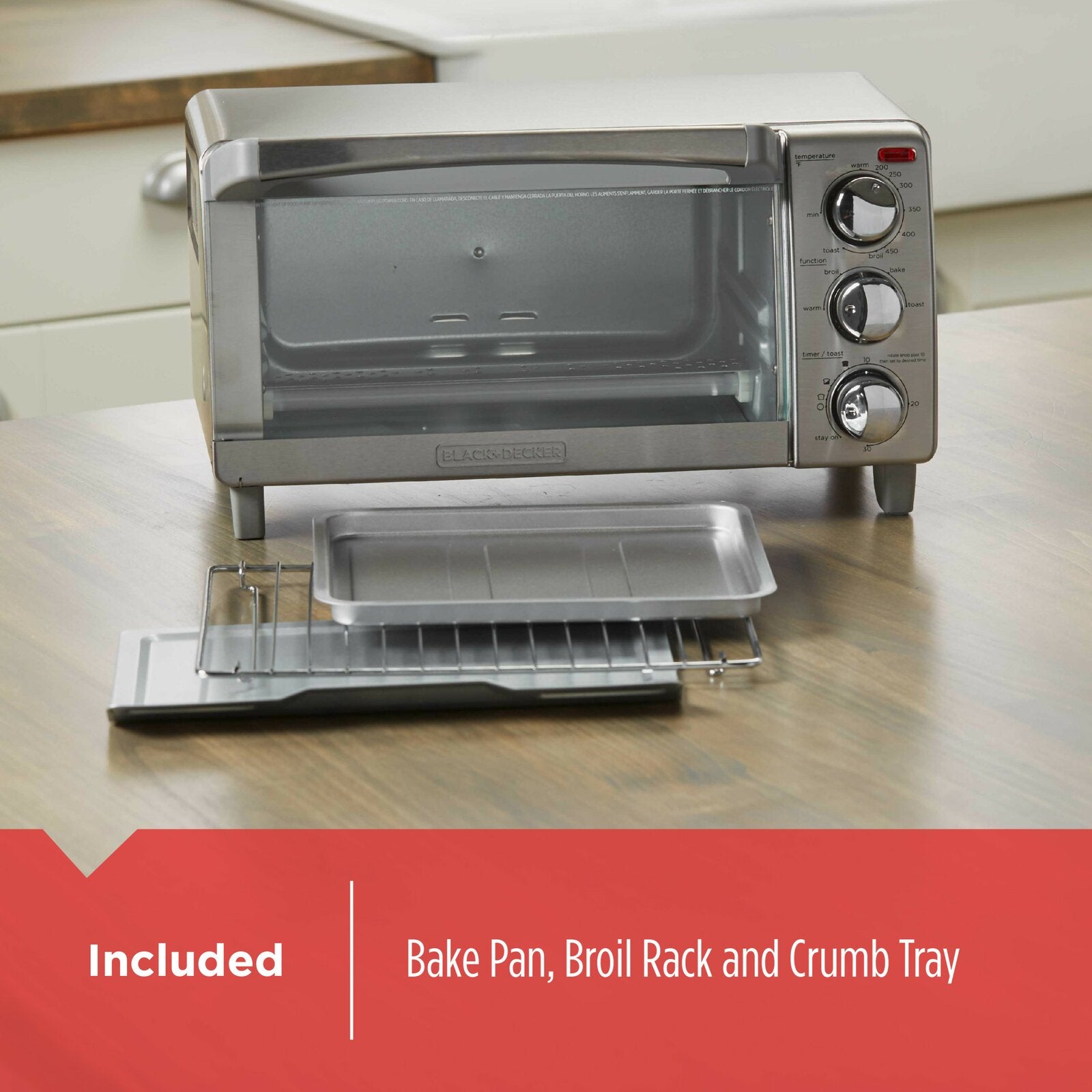 4-Slice Stainless Steel Toaster Oven with Natural Convectio TTR572