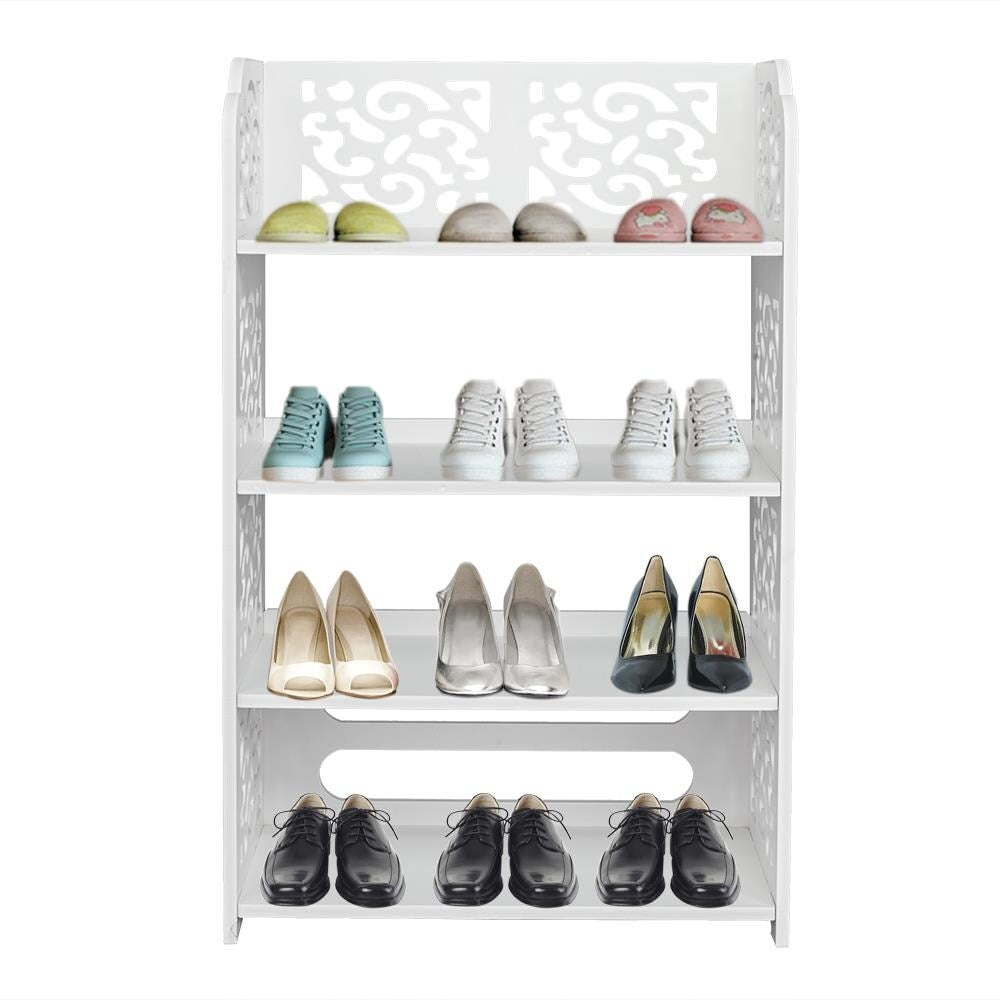 4 Tier Home Storage Organizer Standing Shoe Rack Shelf Cabinet
