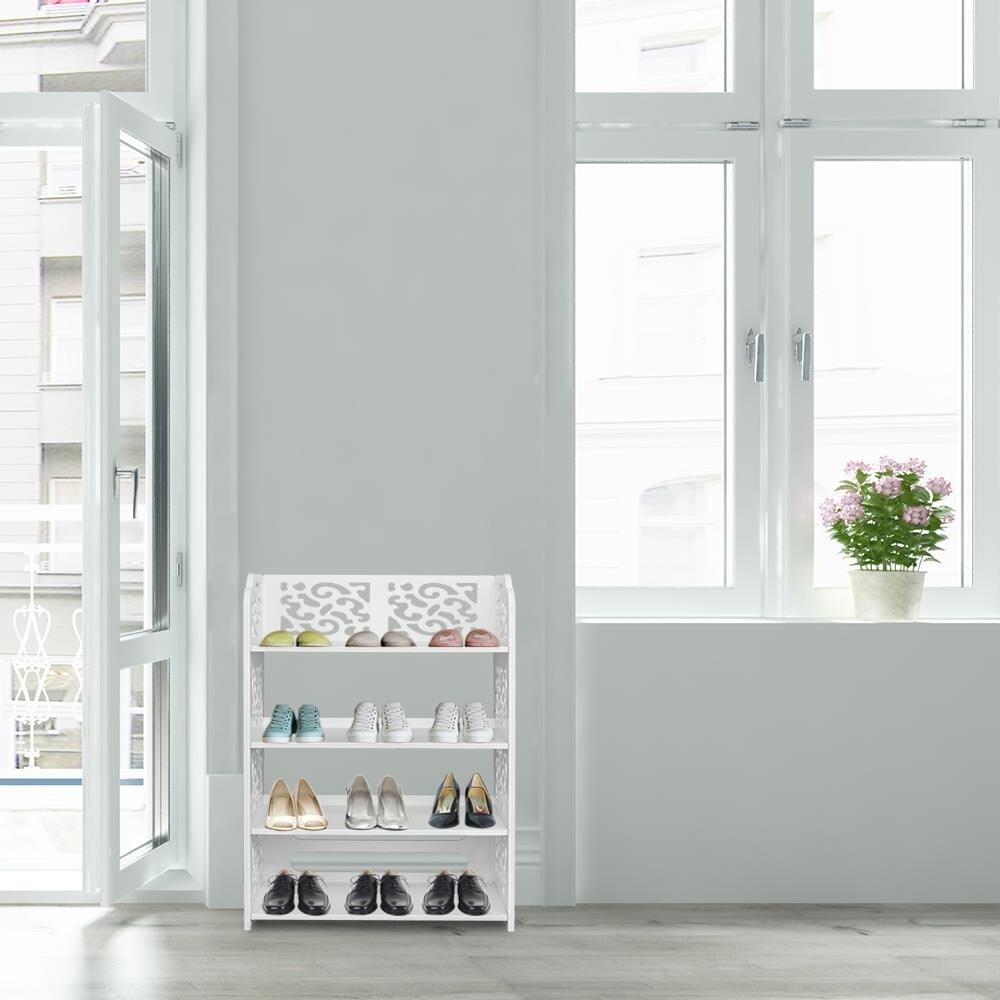4 Tier Home Storage Organizer Standing Shoe Rack Shelf Cabinet