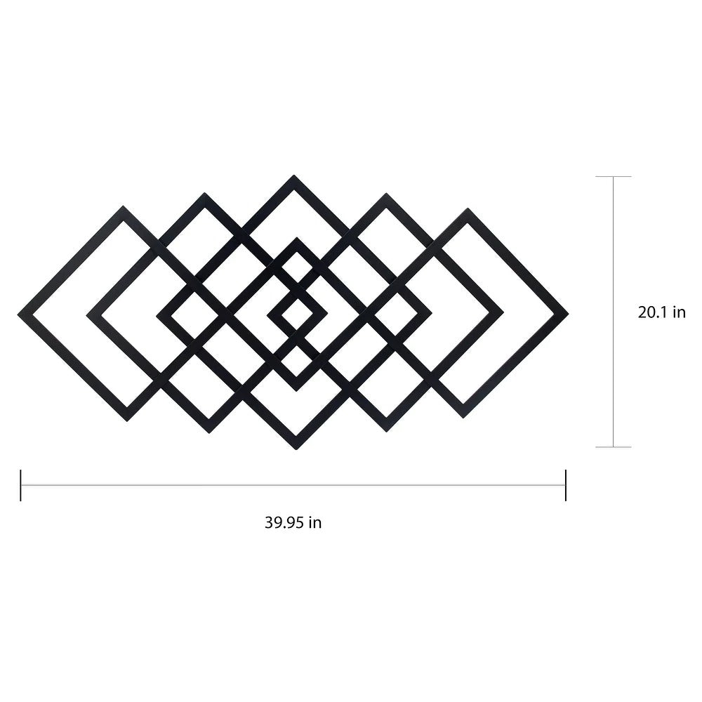 40-inch Black Geometric Diamond Metal Wall Decor
