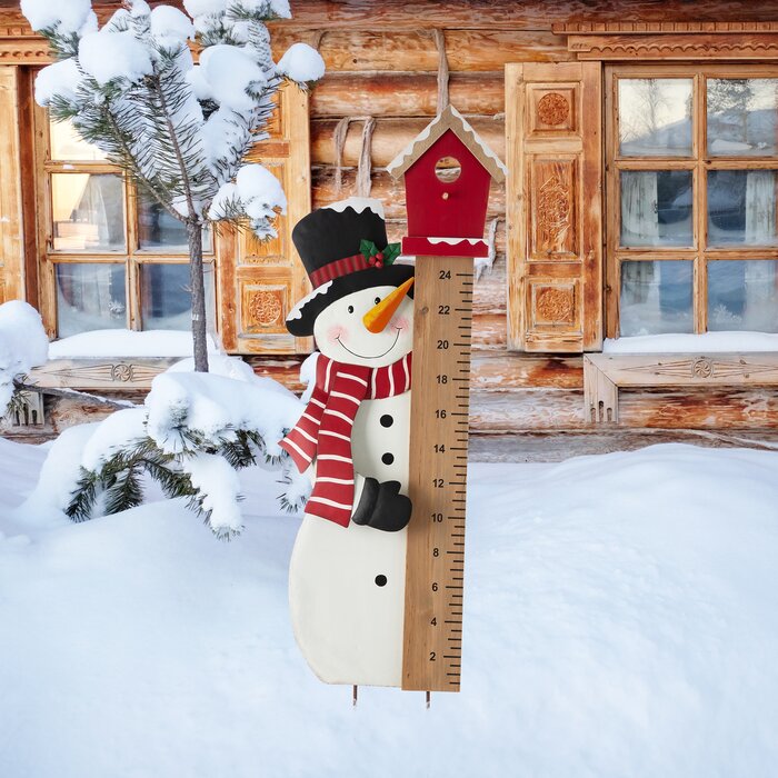 40"H Christmas Snowman Snow Gauge Yard Stake or Wall Decor
