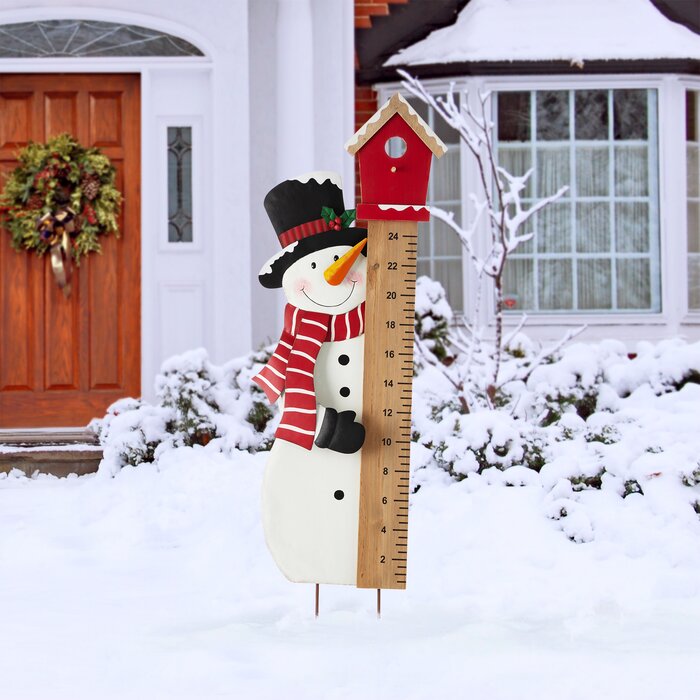 40"H Christmas Snowman Snow Gauge Yard Stake or Wall Decor
