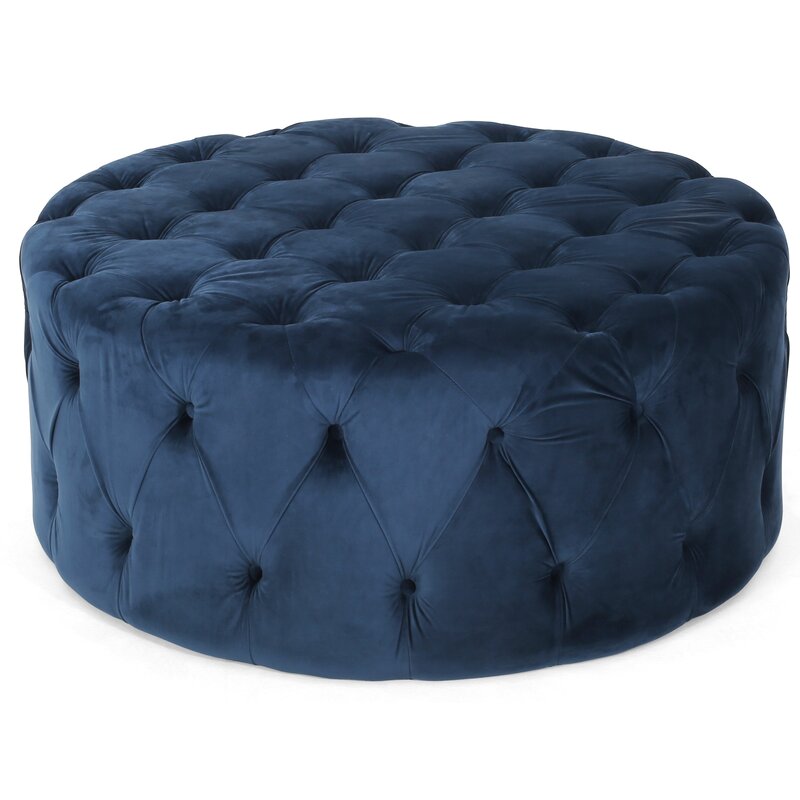 40" Velvet Tufted Round Standard Ottoman EJ507