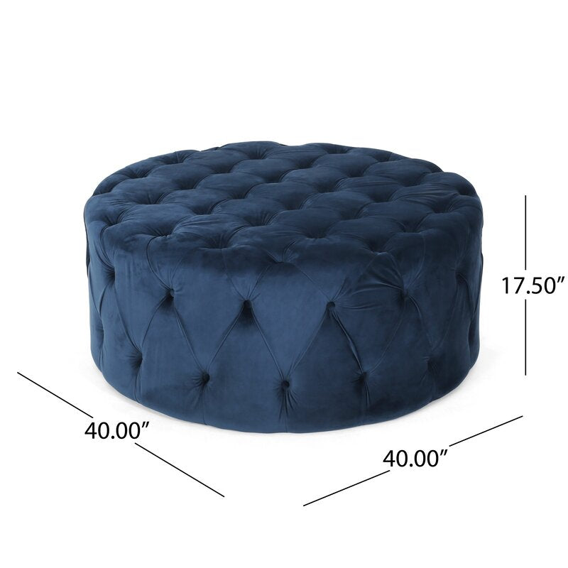 40" Velvet Tufted Round Standard Ottoman EJ507