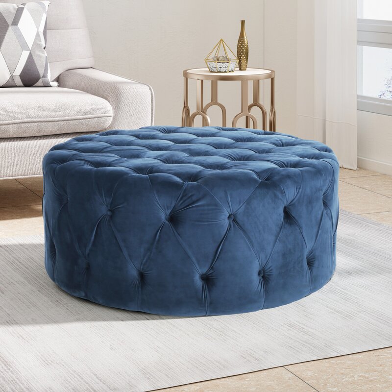 40" Velvet Tufted Round Standard Ottoman EJ507