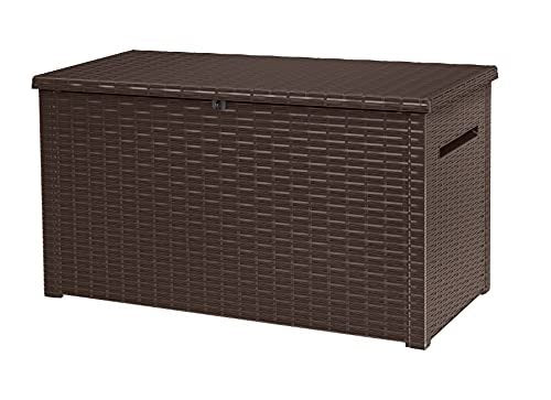 KETER Java XXL 230 Gallon Resin Rattan Look Large Outdoor Storage Deck Box for P