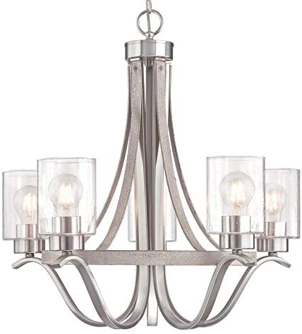 Westinghouse Lighting 6576900 Barnwell Five-Light Indoor Chandelier, Antique Ash and Brushed Nickel Finish with Clear Seeded Glass