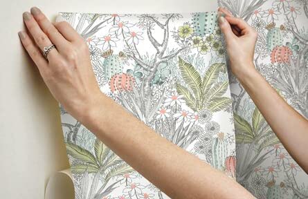 27Ft x 27In Flowering Desert Wallpaper Grey, (Set of 2)