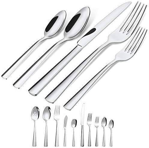 45-Piece Silverware Flatware Cutlery Set in Ergonomic Design Size and Weight, Durable Stainless Steel Tableware Service for 8, Dishwasher Safe