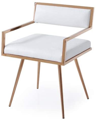 Modrest Rosario Modern White & Rosegold Dining Chair 7224