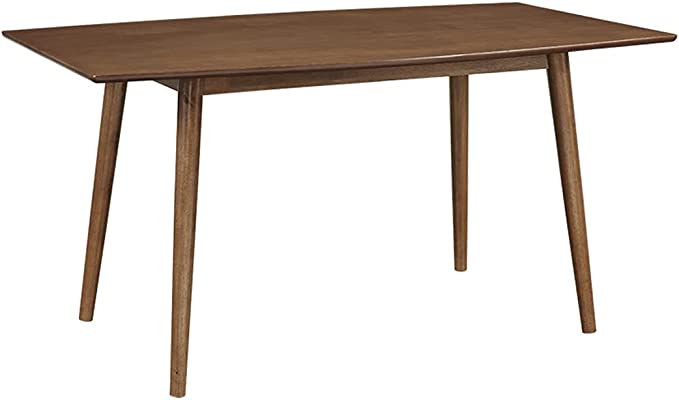 6 Person Mid Century Modern Wood Hairpin Rectangle Dining Room Kitchen Table Set Dining Chairs, 60 Inch, Brown