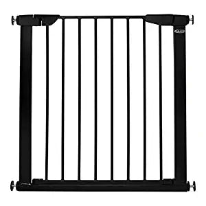 BabySteps Walk-Thru Metal Safety Gate (Black) - Pressure-Mounted Baby Gate for Doorway, Expands from 29.5-40.5 Inches, 29.5 Inches Tall, Includes 3 Extensions, Perfect for Children, Pet-Friendly