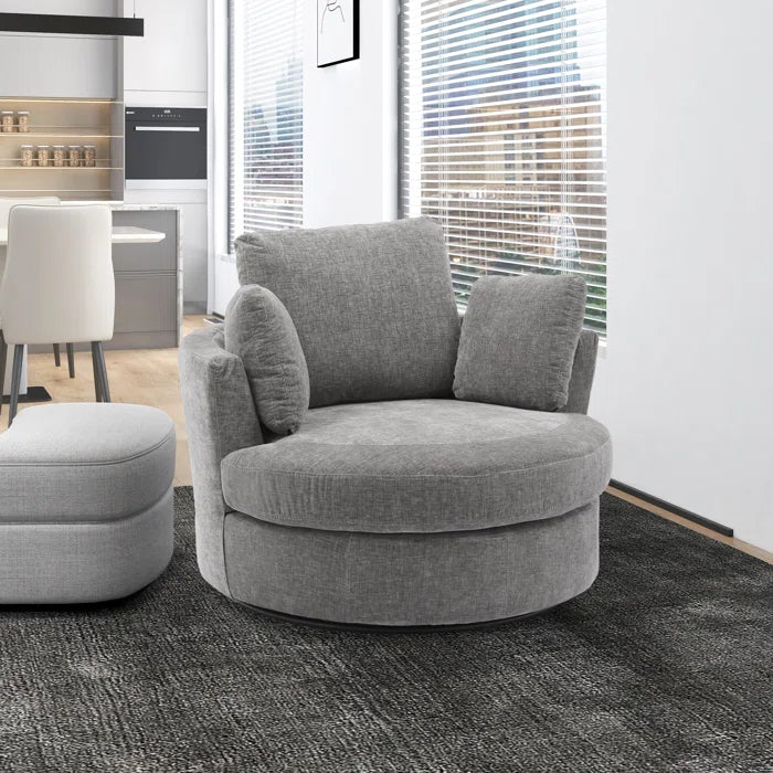 42.26" W Polyester Recessed Arm Swivel Barrel Chair