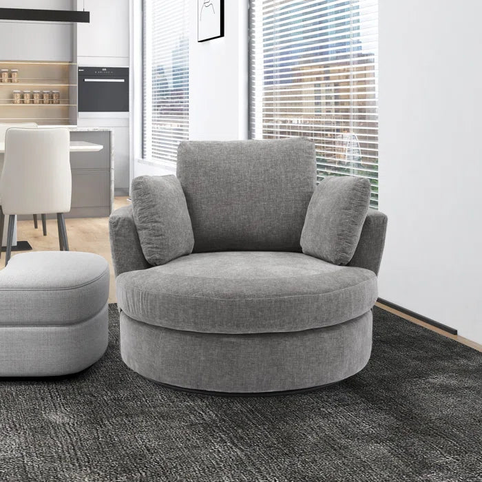 42.26" W Polyester Recessed Arm Swivel Barrel Chair