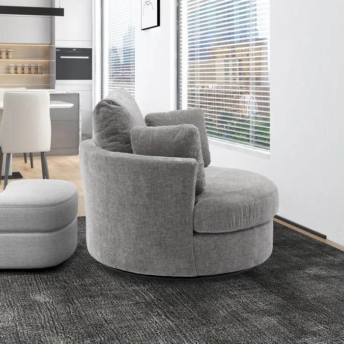 42.26" W Polyester Recessed Arm Swivel Barrel Chair