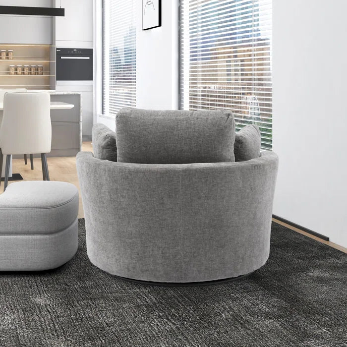 42.26" W Polyester Recessed Arm Swivel Barrel Chair