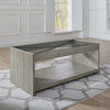Modern Essentials Georgette Rustic Farm House Solid Wood Coffee Table with Glass Top PC209