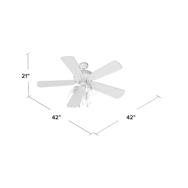 42'' Adylinn 5 - Blade Standard Ceiling Fan with Light Kit Included
