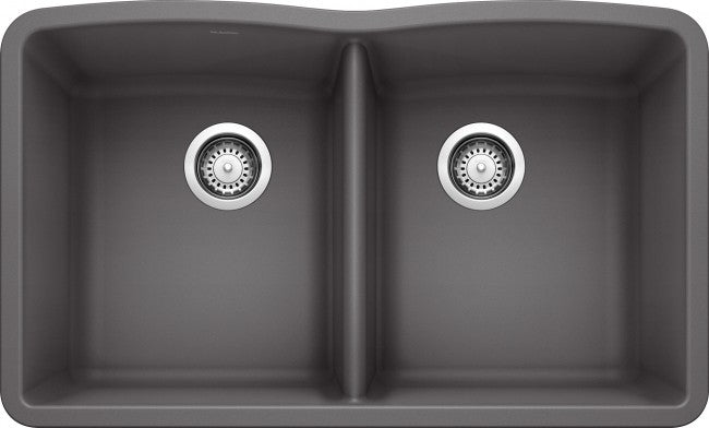 Blanco Diamond Equal Undermount Double Bowl Kitchen Sink In Cinder pc473