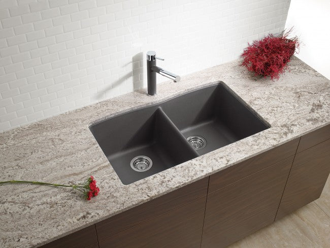 Blanco Diamond Equal Undermount Double Bowl Kitchen Sink In Cinder pc473