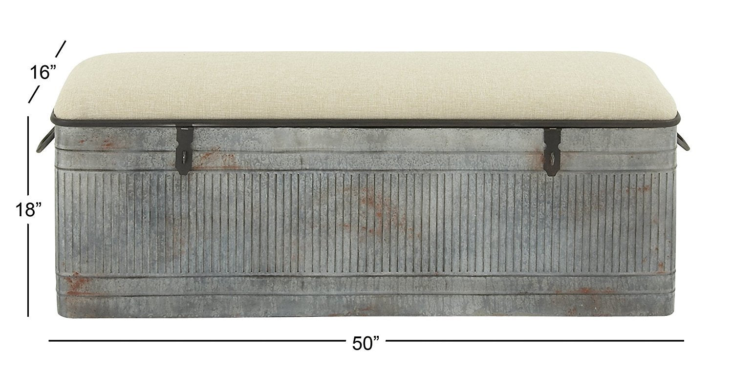 Metal Fabric Storage Bench, 50" x 18" #CR2063