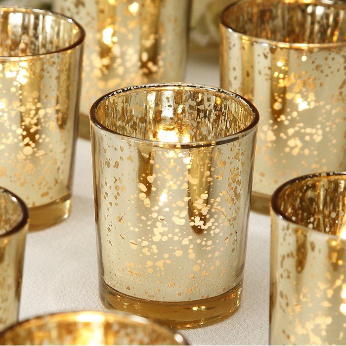 Mercury Glass Votive Candle Holders - 24pc - #8842T
