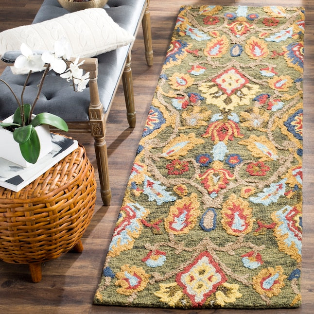 Blossom Fiorello 2 x 10 Wool Green Indoor Floral/Botanical Bohemian/Eclectic Runner