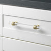 5 Inch Center to Center Clear Acrylic Pull Cabinet Handle with Satin Gold Bases, (Set of 3)