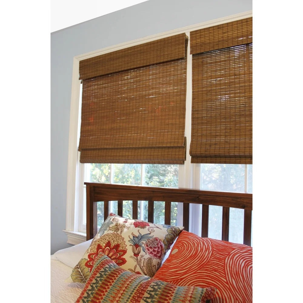 48" Drop Cordless Maple Cape Cod Flatweave Bamboo Roman Shade - 27 inches wide x 48 inches long CYB370