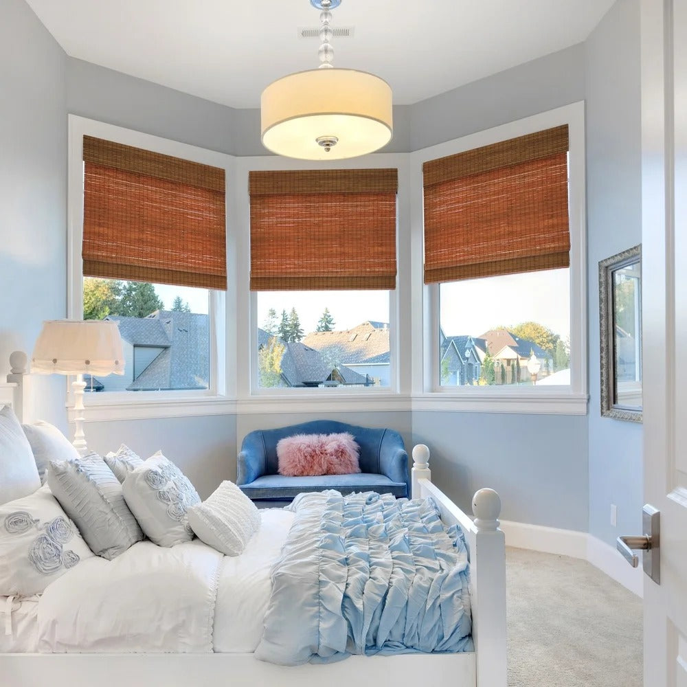 48" Drop Cordless Maple Cape Cod Flatweave Bamboo Roman Shade - 35 inches wide x 48 inches long CYB371